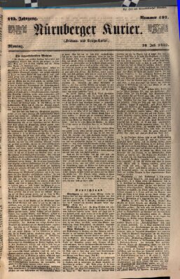 Nürnberger Kurier (Nürnberger Friedens- und Kriegs-Kurier) Montag 16. Juli 1849