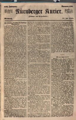 Nürnberger Kurier (Nürnberger Friedens- und Kriegs-Kurier) Mittwoch 18. Juli 1849