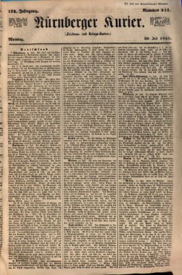 Nürnberger Kurier (Nürnberger Friedens- und Kriegs-Kurier) Montag 30. Juli 1849