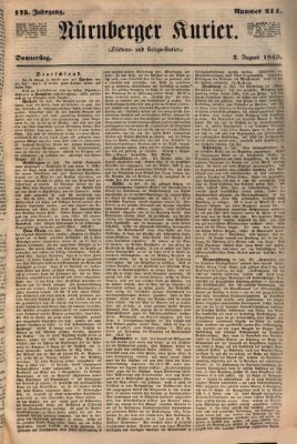 Nürnberger Kurier (Nürnberger Friedens- und Kriegs-Kurier) Donnerstag 2. August 1849