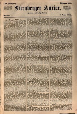 Nürnberger Kurier (Nürnberger Friedens- und Kriegs-Kurier) Freitag 3. August 1849