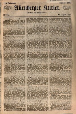 Nürnberger Kurier (Nürnberger Friedens- und Kriegs-Kurier) Freitag 10. August 1849