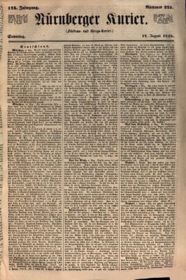 Nürnberger Kurier (Nürnberger Friedens- und Kriegs-Kurier) Sonntag 12. August 1849