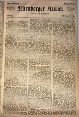 Nürnberger Kurier (Nürnberger Friedens- und Kriegs-Kurier) Dienstag 14. August 1849