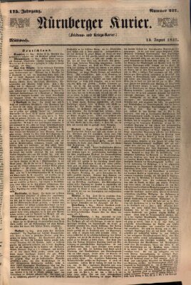 Nürnberger Kurier (Nürnberger Friedens- und Kriegs-Kurier) Mittwoch 15. August 1849