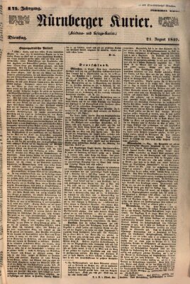 Nürnberger Kurier (Nürnberger Friedens- und Kriegs-Kurier) Dienstag 21. August 1849