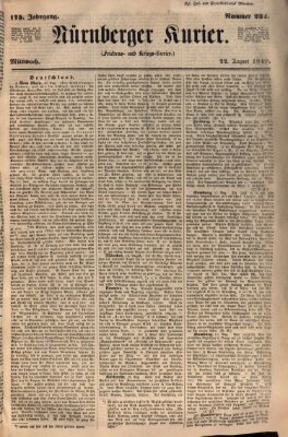 Nürnberger Kurier (Nürnberger Friedens- und Kriegs-Kurier) Mittwoch 22. August 1849