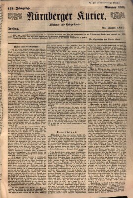 Nürnberger Kurier (Nürnberger Friedens- und Kriegs-Kurier) Freitag 24. August 1849