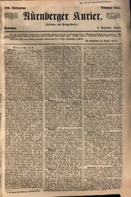 Nürnberger Kurier (Nürnberger Friedens- und Kriegs-Kurier) Sonntag 2. September 1849