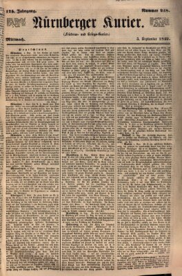 Nürnberger Kurier (Nürnberger Friedens- und Kriegs-Kurier) Mittwoch 5. September 1849