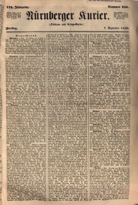 Nürnberger Kurier (Nürnberger Friedens- und Kriegs-Kurier) Freitag 7. September 1849