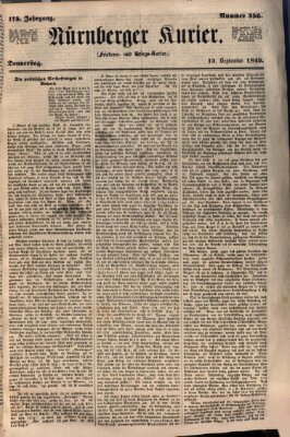 Nürnberger Kurier (Nürnberger Friedens- und Kriegs-Kurier) Donnerstag 13. September 1849