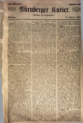 Nürnberger Kurier (Nürnberger Friedens- und Kriegs-Kurier) Sonntag 16. September 1849