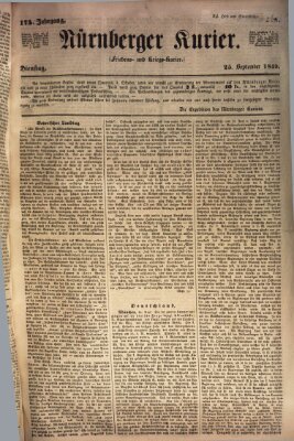 Nürnberger Kurier (Nürnberger Friedens- und Kriegs-Kurier) Dienstag 25. September 1849