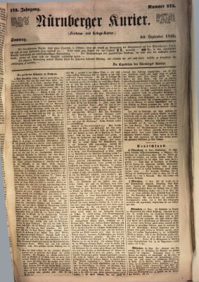 Nürnberger Kurier (Nürnberger Friedens- und Kriegs-Kurier) Sonntag 30. September 1849