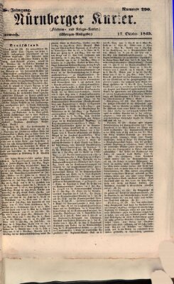 Nürnberger Kurier (Nürnberger Friedens- und Kriegs-Kurier) Mittwoch 17. Oktober 1849