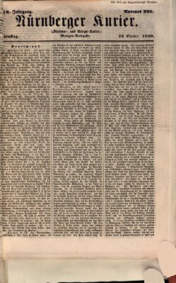 Nürnberger Kurier (Nürnberger Friedens- und Kriegs-Kurier) Dienstag 23. Oktober 1849