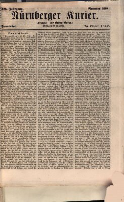 Nürnberger Kurier (Nürnberger Friedens- und Kriegs-Kurier) Donnerstag 25. Oktober 1849