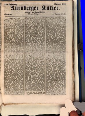 Nürnberger Kurier (Nürnberger Friedens- und Kriegs-Kurier) Sonntag 4. November 1849