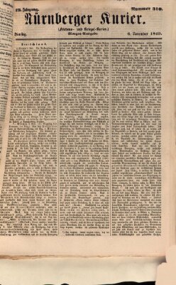 Nürnberger Kurier (Nürnberger Friedens- und Kriegs-Kurier) Dienstag 6. November 1849