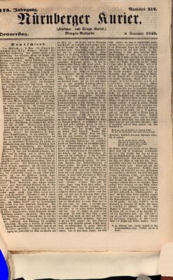 Nürnberger Kurier (Nürnberger Friedens- und Kriegs-Kurier) Donnerstag 8. November 1849