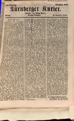 Nürnberger Kurier (Nürnberger Friedens- und Kriegs-Kurier) Freitag 9. November 1849