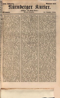 Nürnberger Kurier (Nürnberger Friedens- und Kriegs-Kurier) Mittwoch 14. November 1849