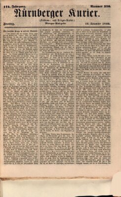 Nürnberger Kurier (Nürnberger Friedens- und Kriegs-Kurier) Freitag 16. November 1849