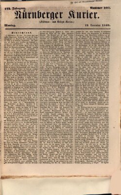 Nürnberger Kurier (Nürnberger Friedens- und Kriegs-Kurier) Montag 19. November 1849