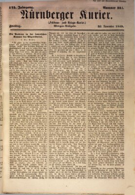 Nürnberger Kurier (Nürnberger Friedens- und Kriegs-Kurier) Freitag 30. November 1849