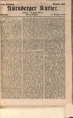 Nürnberger Kurier (Nürnberger Friedens- und Kriegs-Kurier) Dienstag 11. Dezember 1849