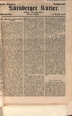 Nürnberger Kurier (Nürnberger Friedens- und Kriegs-Kurier) Donnerstag 13. Dezember 1849