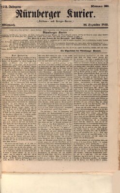 Nürnberger Kurier (Nürnberger Friedens- und Kriegs-Kurier) Mittwoch 26. Dezember 1849