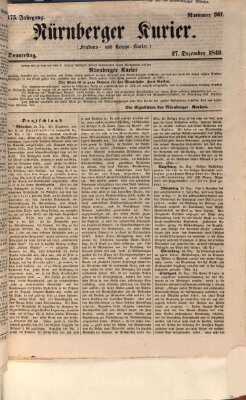 Nürnberger Kurier (Nürnberger Friedens- und Kriegs-Kurier) Donnerstag 27. Dezember 1849