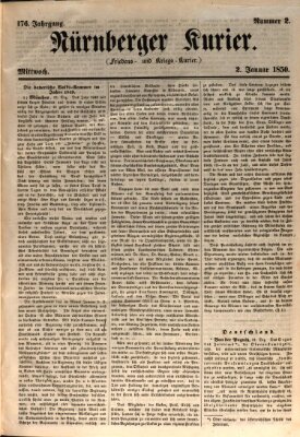 Nürnberger Kurier (Nürnberger Friedens- und Kriegs-Kurier) Mittwoch 2. Januar 1850