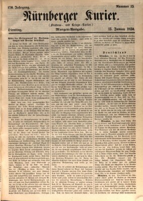 Nürnberger Kurier (Nürnberger Friedens- und Kriegs-Kurier) Dienstag 15. Januar 1850