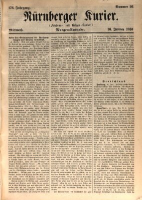 Nürnberger Kurier (Nürnberger Friedens- und Kriegs-Kurier) Mittwoch 16. Januar 1850