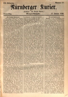 Nürnberger Kurier (Nürnberger Friedens- und Kriegs-Kurier) Donnerstag 17. Januar 1850