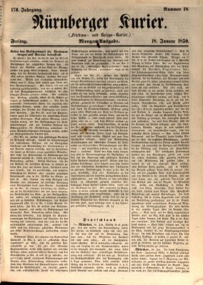 Nürnberger Kurier (Nürnberger Friedens- und Kriegs-Kurier) Freitag 18. Januar 1850