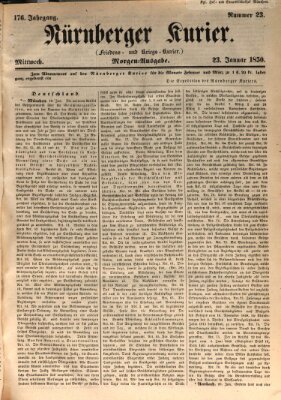 Nürnberger Kurier (Nürnberger Friedens- und Kriegs-Kurier) Mittwoch 23. Januar 1850