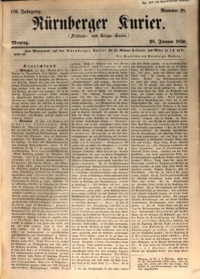 Nürnberger Kurier (Nürnberger Friedens- und Kriegs-Kurier) Montag 28. Januar 1850