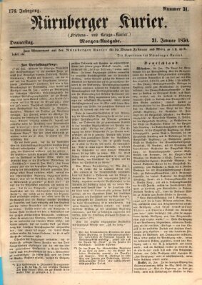 Nürnberger Kurier (Nürnberger Friedens- und Kriegs-Kurier) Donnerstag 31. Januar 1850