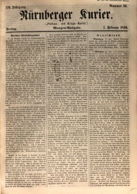 Nürnberger Kurier (Nürnberger Friedens- und Kriegs-Kurier) Freitag 1. Februar 1850