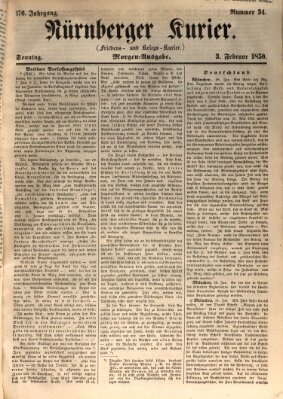 Nürnberger Kurier (Nürnberger Friedens- und Kriegs-Kurier) Sonntag 3. Februar 1850