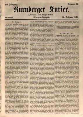 Nürnberger Kurier (Nürnberger Friedens- und Kriegs-Kurier) Mittwoch 20. Februar 1850