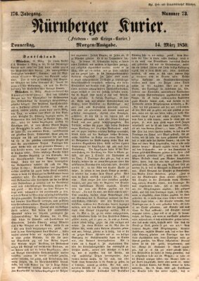 Nürnberger Kurier (Nürnberger Friedens- und Kriegs-Kurier) Donnerstag 14. März 1850