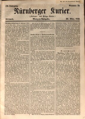 Nürnberger Kurier (Nürnberger Friedens- und Kriegs-Kurier) Mittwoch 20. März 1850