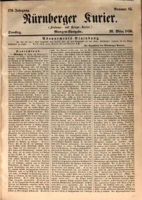 Nürnberger Kurier (Nürnberger Friedens- und Kriegs-Kurier) Dienstag 26. März 1850