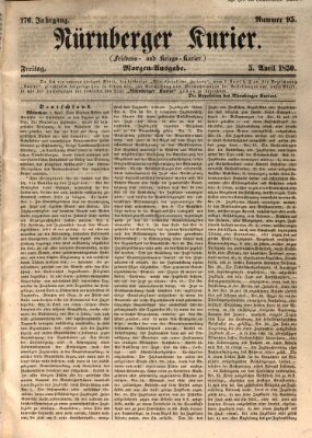 Nürnberger Kurier (Nürnberger Friedens- und Kriegs-Kurier) Freitag 5. April 1850