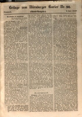 Nürnberger Kurier (Nürnberger Friedens- und Kriegs-Kurier) Samstag 6. April 1850